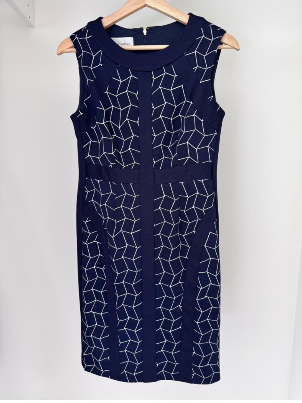 Donna Morgan Sheath Dress Navy Geometric Size 4P